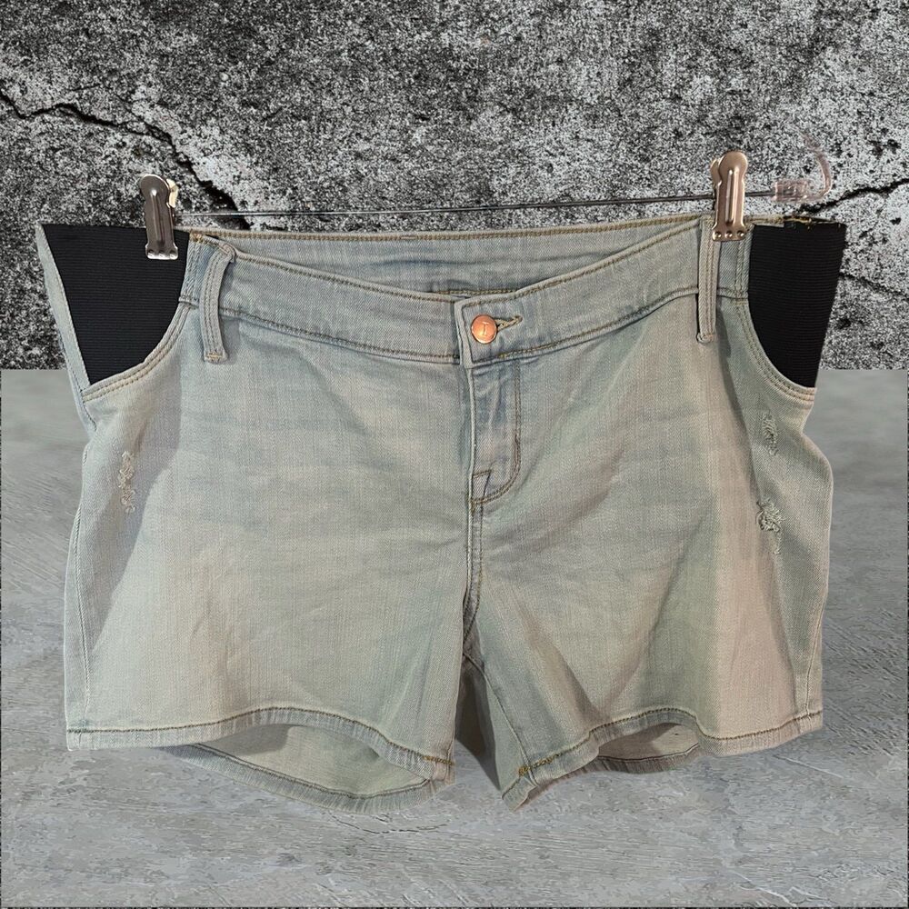 Womens Maternity Isabel Ingrid & Isabel Large 12 Stretch Blue Jean Shorts